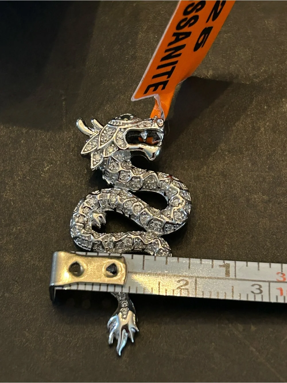 Men’s 2.00CTW Moissanite 925 Sterling Silver Serpent Snake Pendant